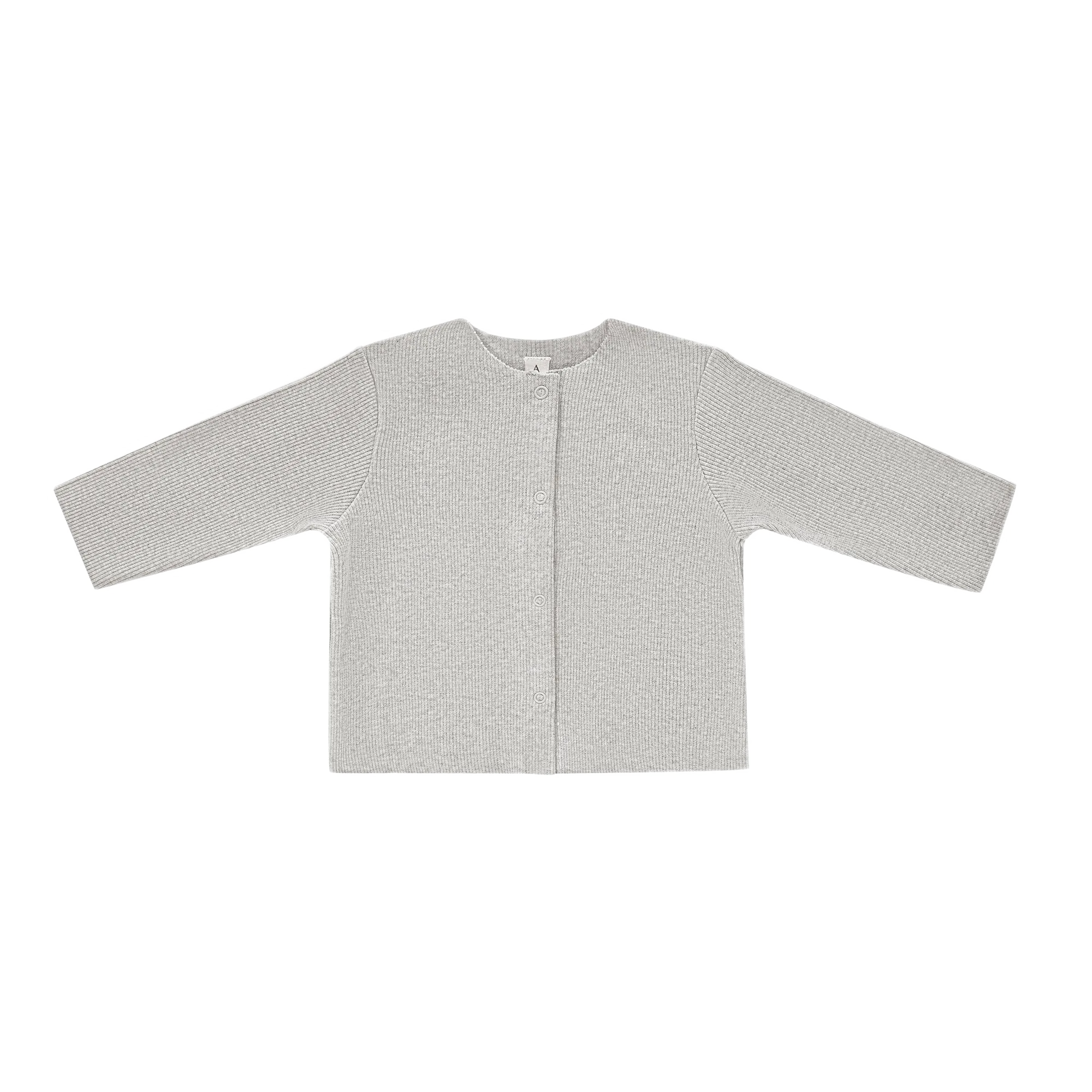 Chia Cotton Rib Cardigan (Light Grey)
