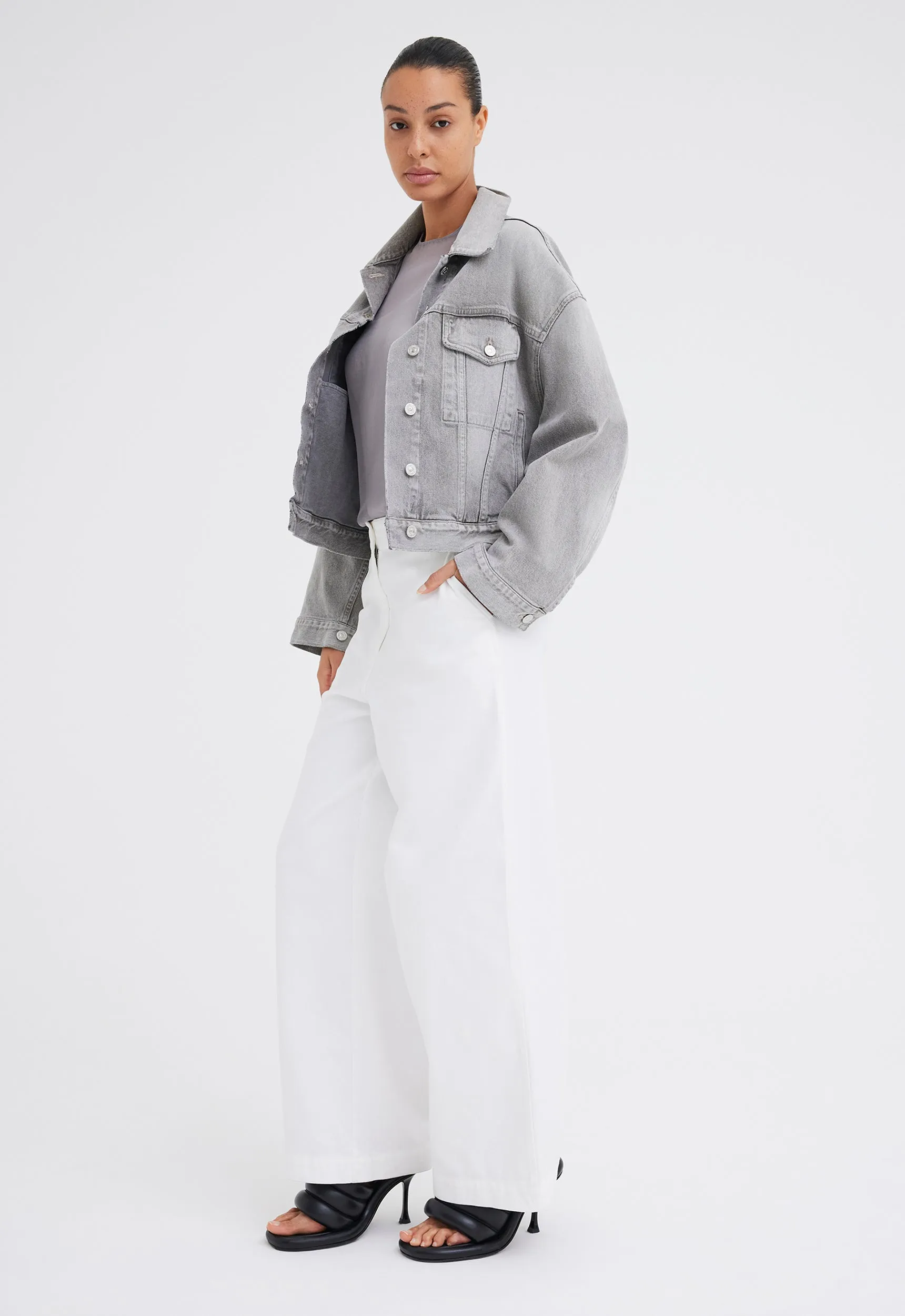 Citizens of Humanity Quira Puff Denim Jacket - Quartz Grey