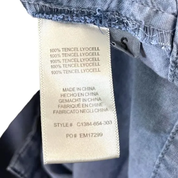 Cloth &amp; Stone Farryn Laced-Back Chambray Denim Tencel Shirtdress, Small