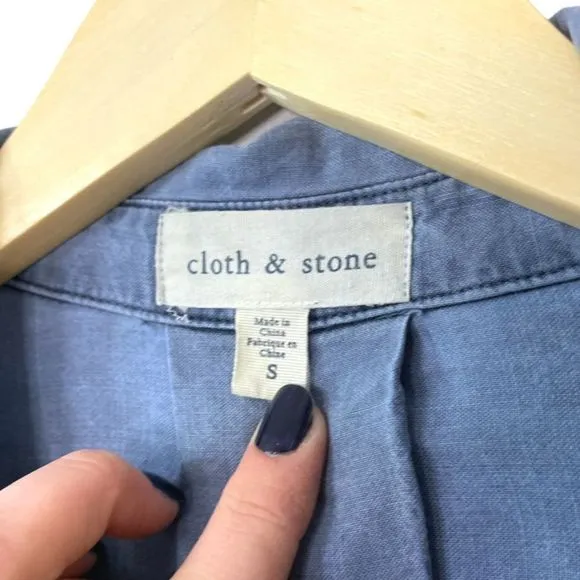Cloth &amp; Stone Farryn Laced-Back Chambray Denim Tencel Shirtdress, Small