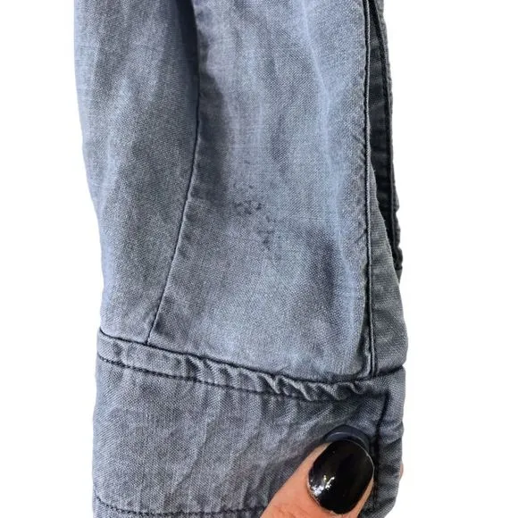 Cloth &amp; Stone Farryn Laced-Back Chambray Denim Tencel Shirtdress, Small