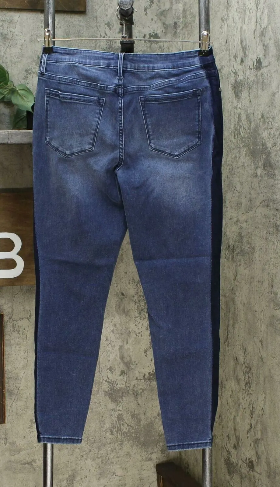 Colleen Lopez Women's Petite Side Stripe Skinny Jeans Indigo Blue 10P