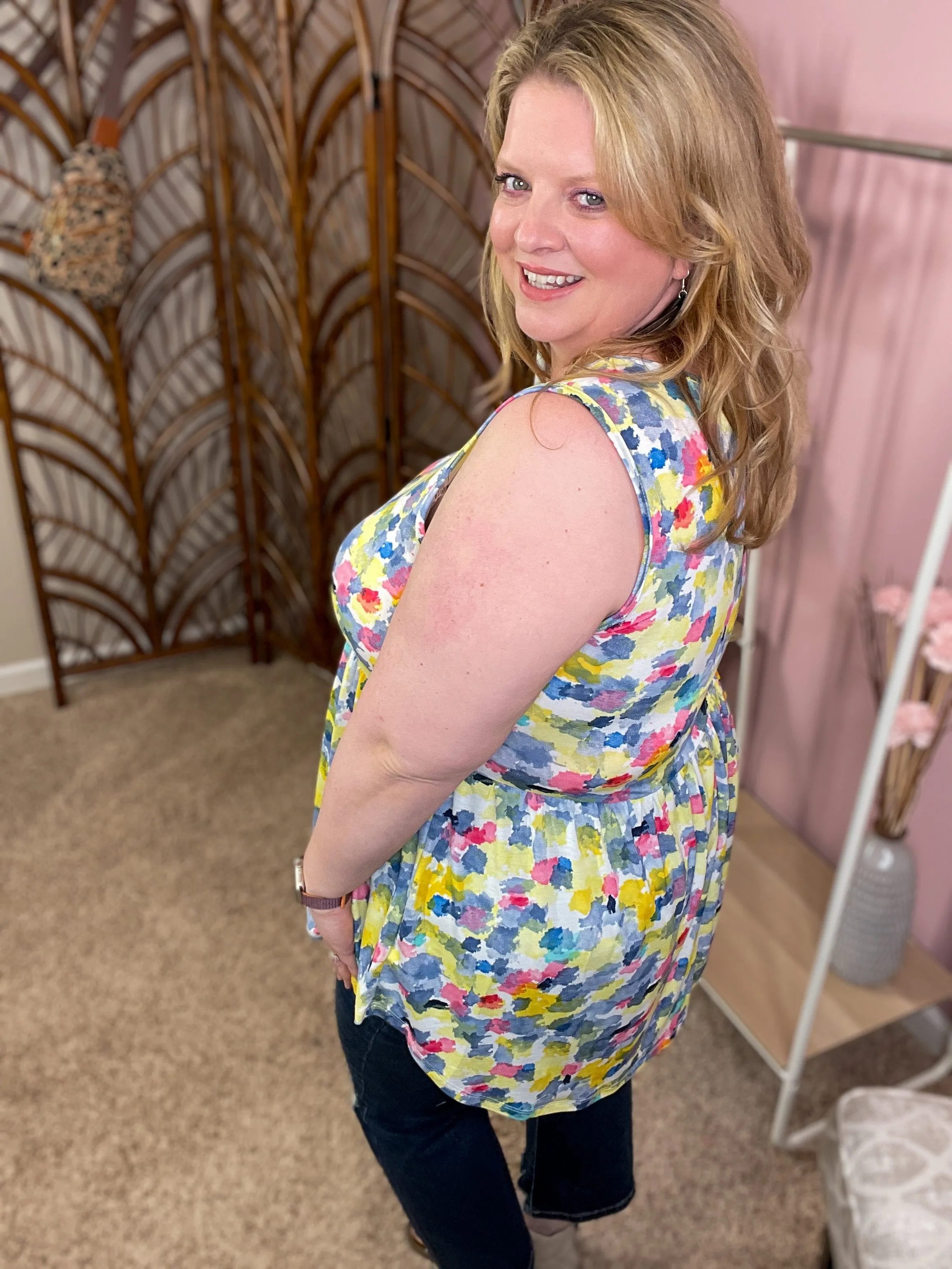 Colors of the Sky Babydoll Tank - Blue Blend