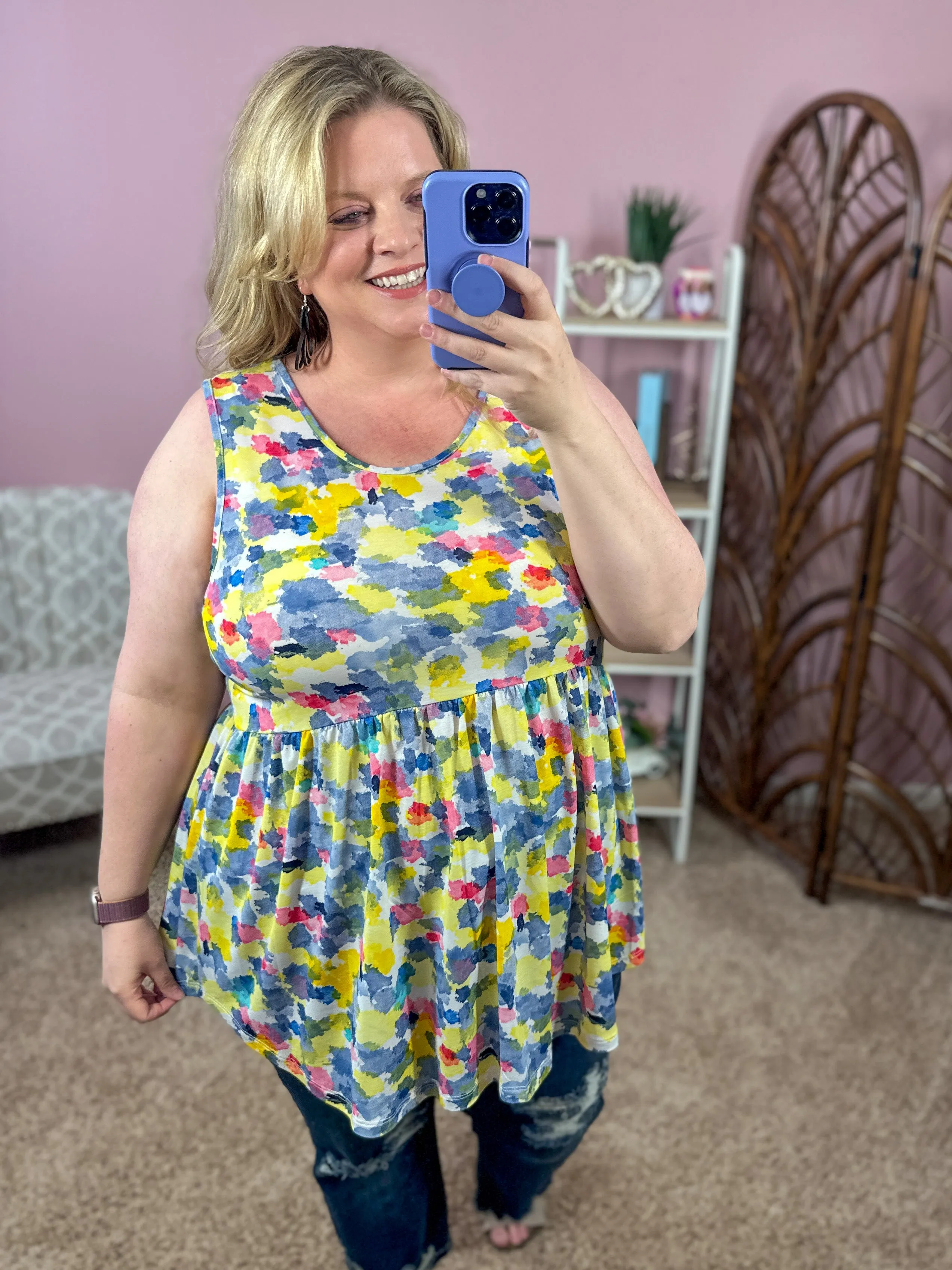 Colors of the Sky Babydoll Tank - Blue Blend