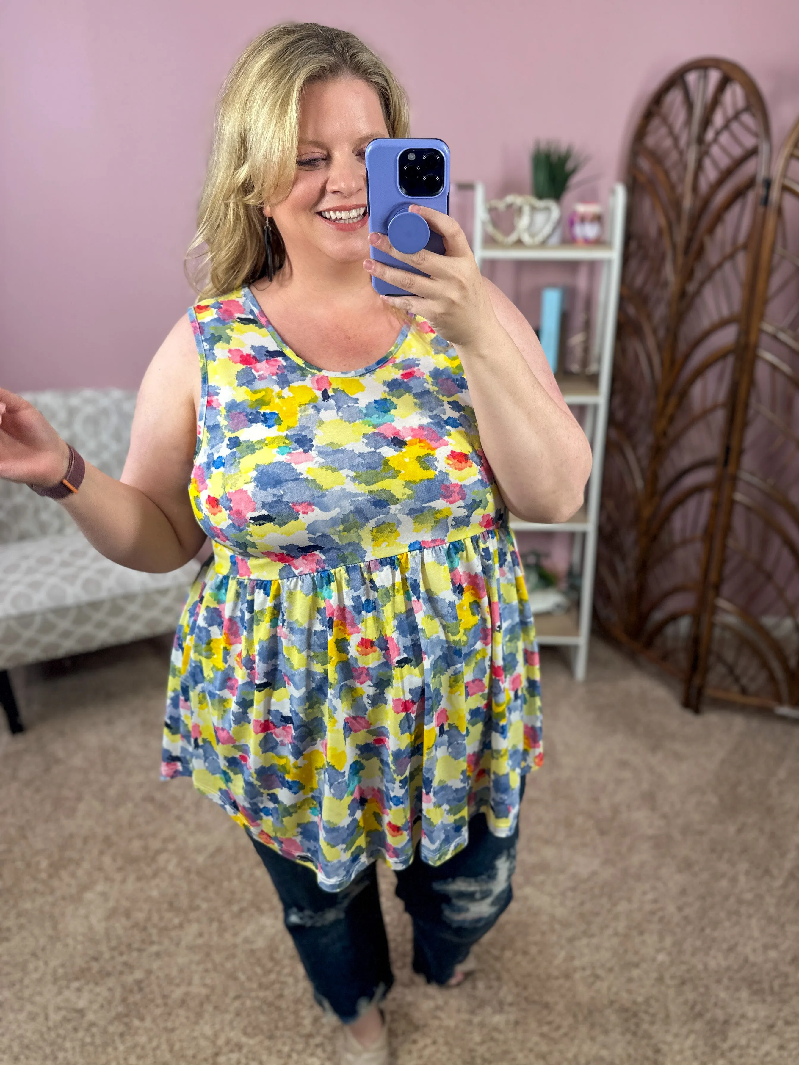 Colors of the Sky Babydoll Tank - Blue Blend