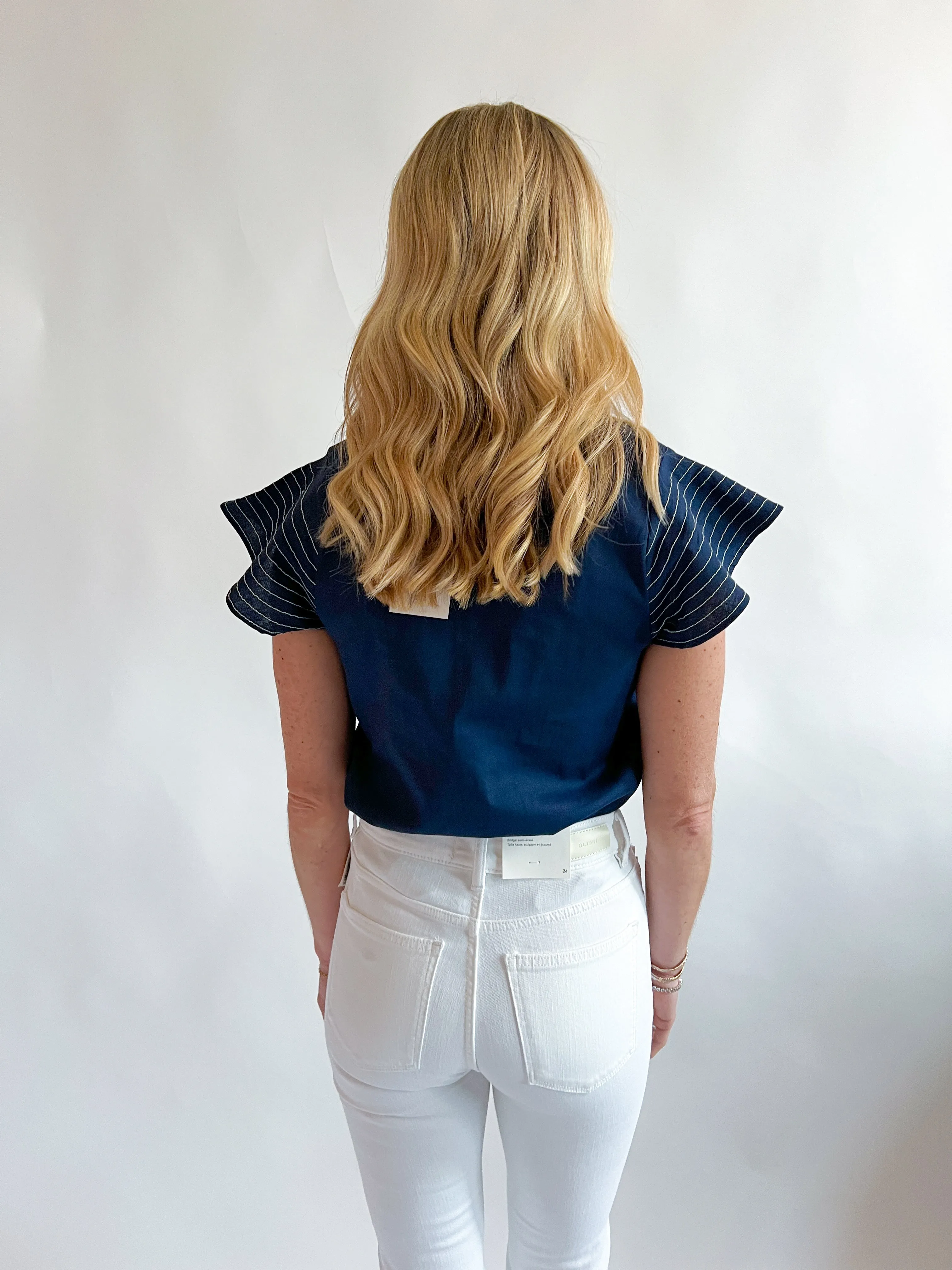 Contrast Stitch Short Sleeve Top