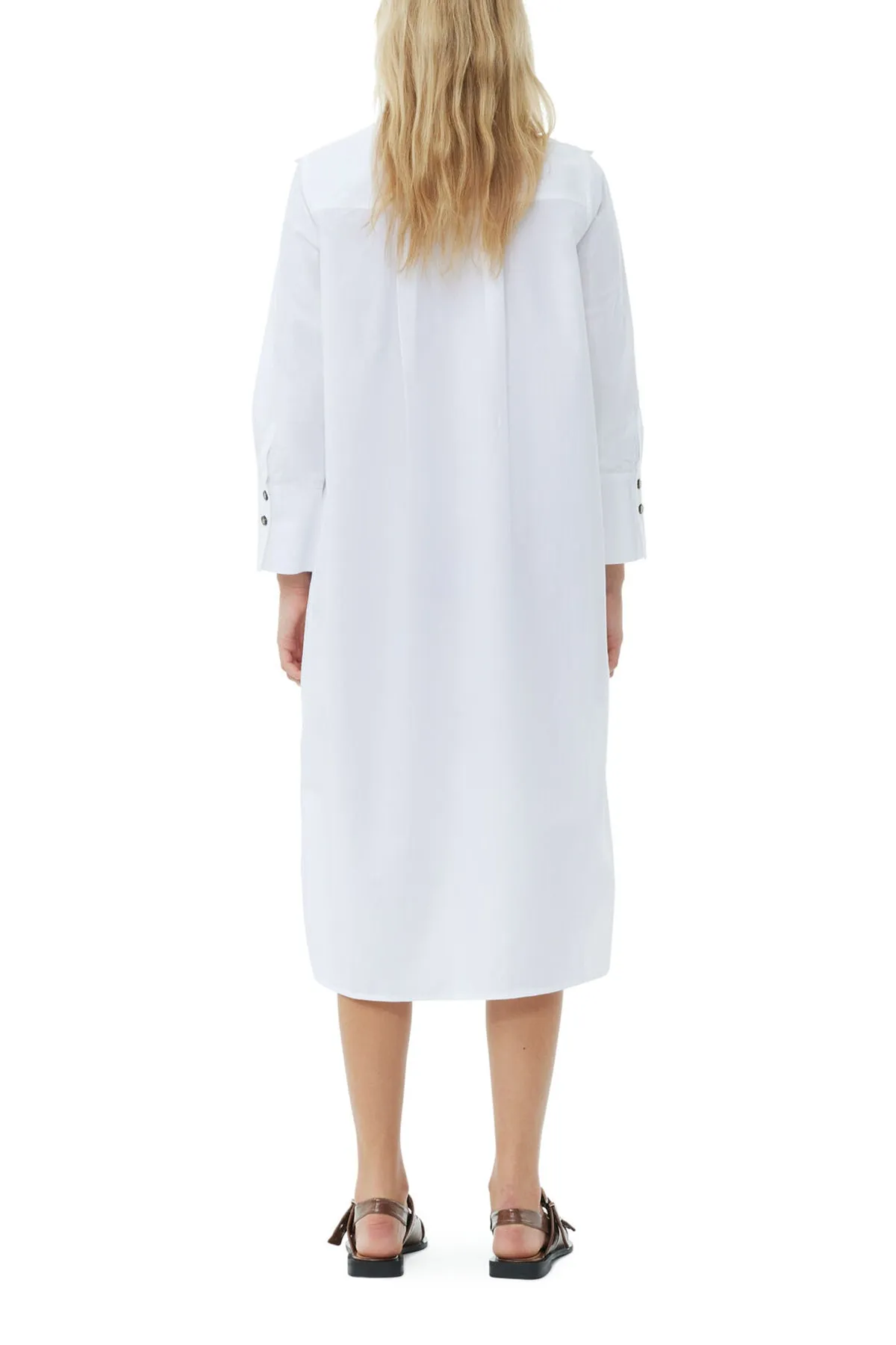 Cotton Poplin Oversized Shirt Dress in Bright White