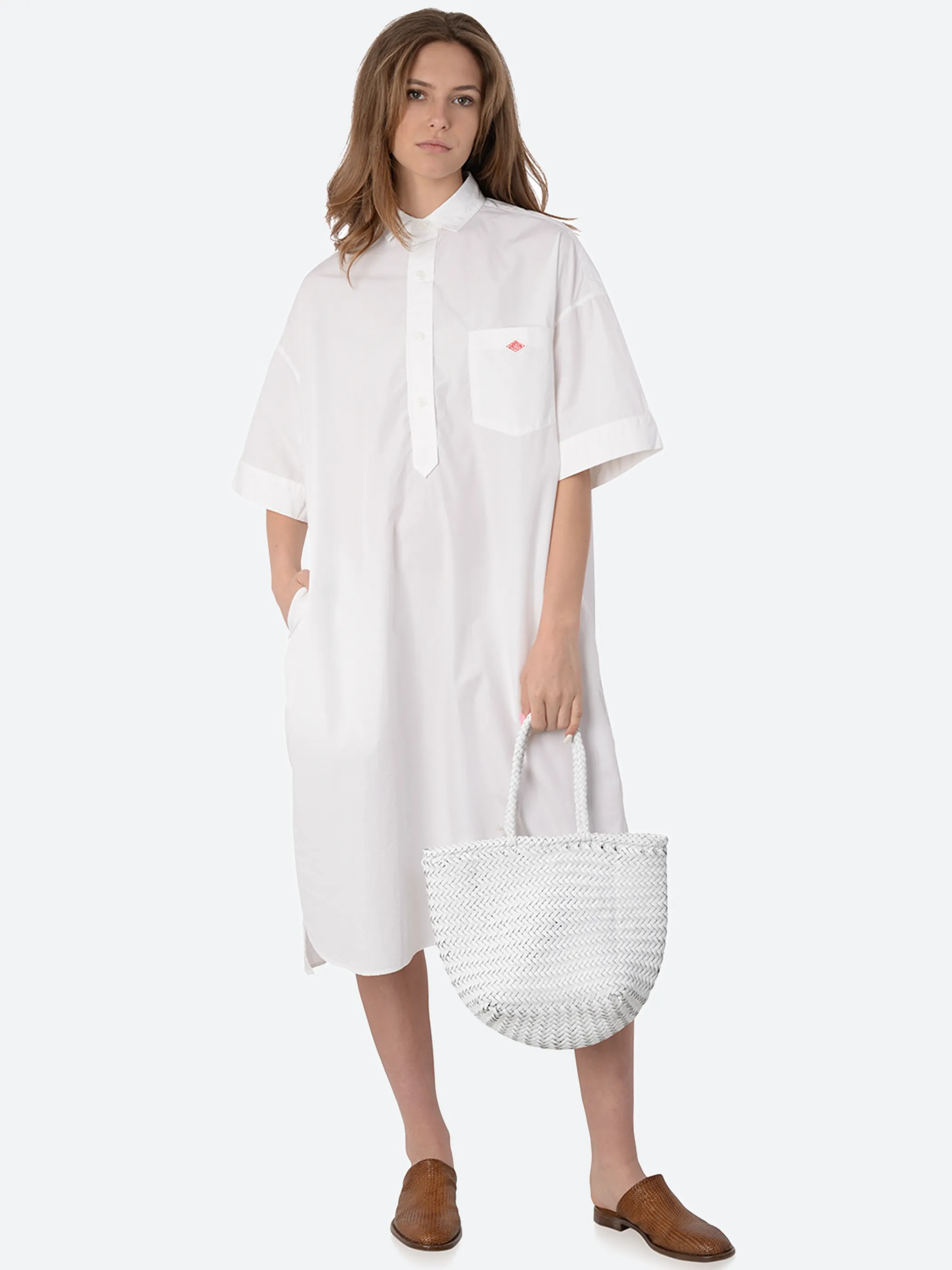Cotton Poplin Pullover Shirt Dress