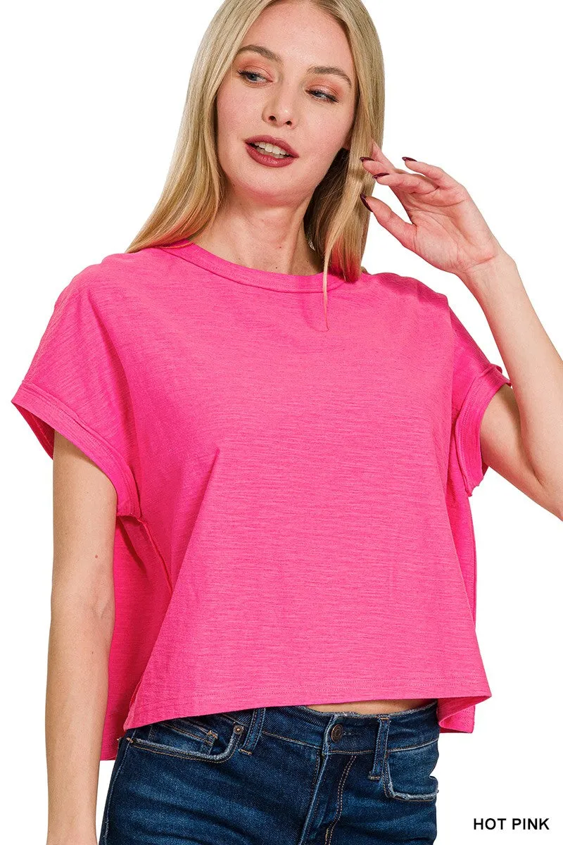 COTTON SLUB ROUND NECK SHORT SLEEVE TEE