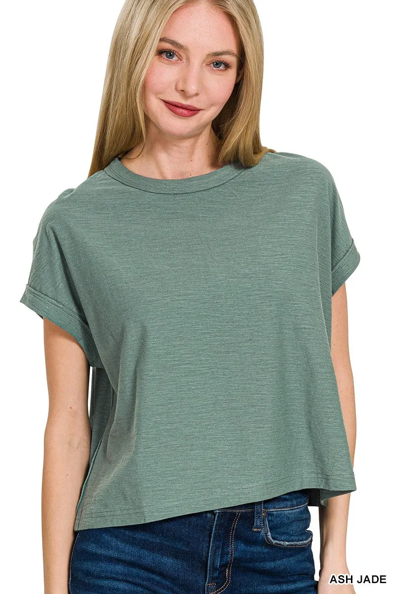 COTTON SLUB ROUND NECK SHORT SLEEVE TEE