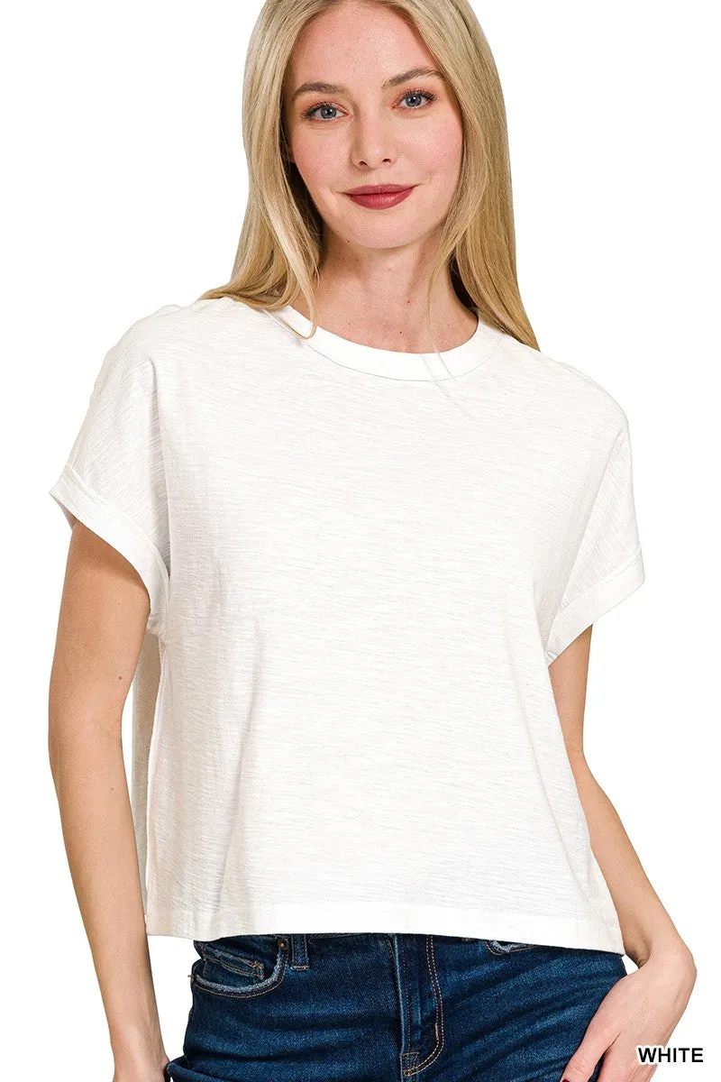 COTTON SLUB ROUND NECK SHORT SLEEVE TEE