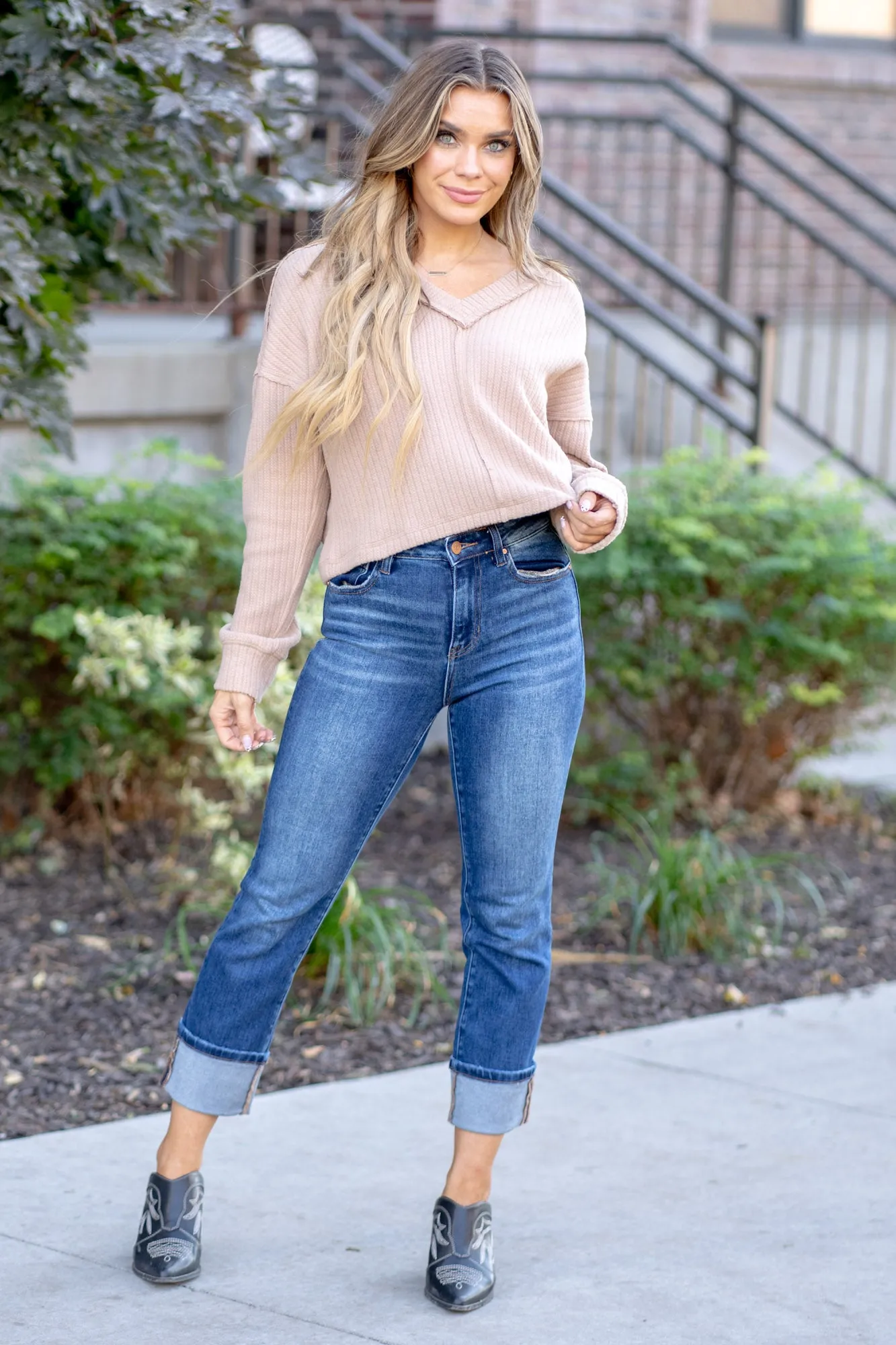 Crisp Air High Rise Cuffed Straight Leg Regular & Plus Sizes
