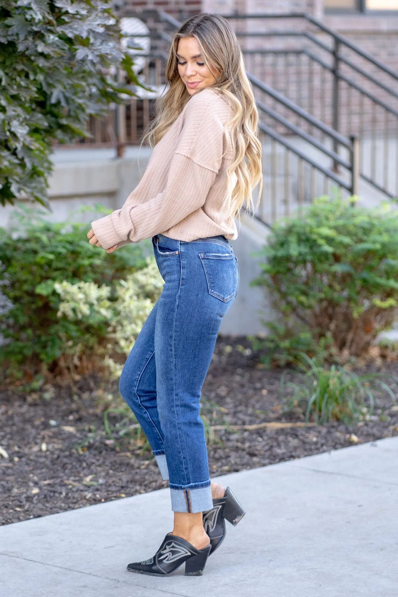 Crisp Air High Rise Cuffed Straight Leg Regular & Plus Sizes