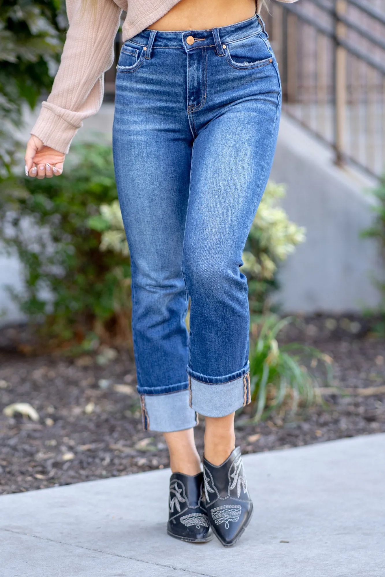 Crisp Air High Rise Cuffed Straight Leg Regular & Plus Sizes