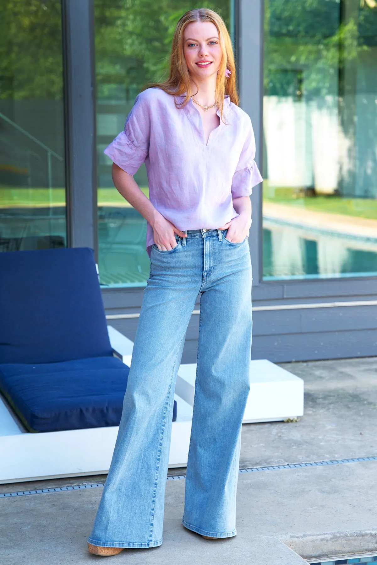 Crosby Lilac Purple Washed Linen Blouse