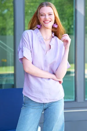 Crosby Lilac Purple Washed Linen Blouse