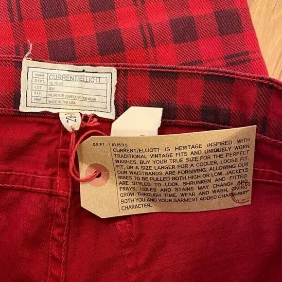 Current/Elliott The Stiletto Skinny Jeans Red Plaid 28