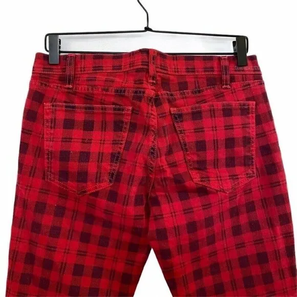 Current/Elliott The Stiletto Skinny Jeans Red Plaid 28