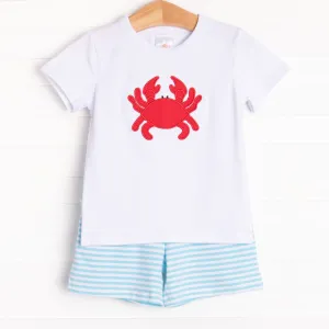 Cutest Crab Short Set Boy, Blue