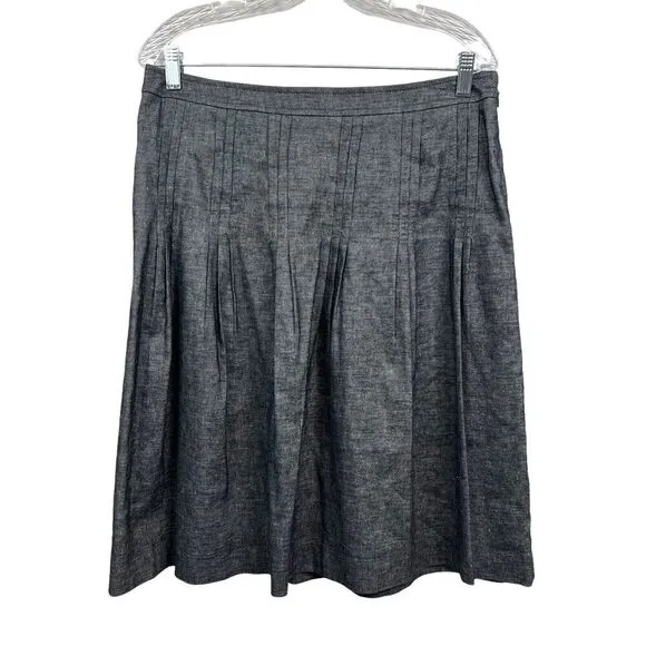 Cynthia Steffe Skirt A Line Linen Blend Pleated Lined Back Zip Gray Women Size 8