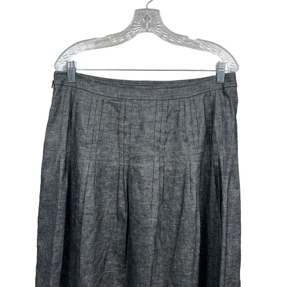 Cynthia Steffe Skirt A Line Linen Blend Pleated Lined Back Zip Gray Women Size 8
