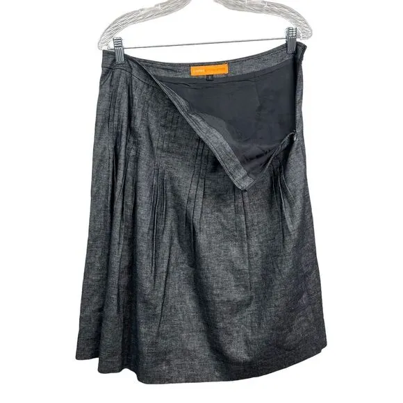 Cynthia Steffe Skirt A Line Linen Blend Pleated Lined Back Zip Gray Women Size 8