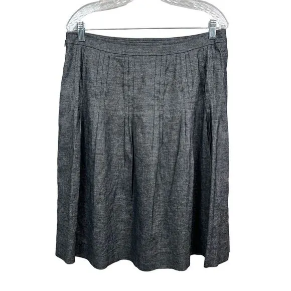 Cynthia Steffe Skirt A Line Linen Blend Pleated Lined Back Zip Gray Women Size 8