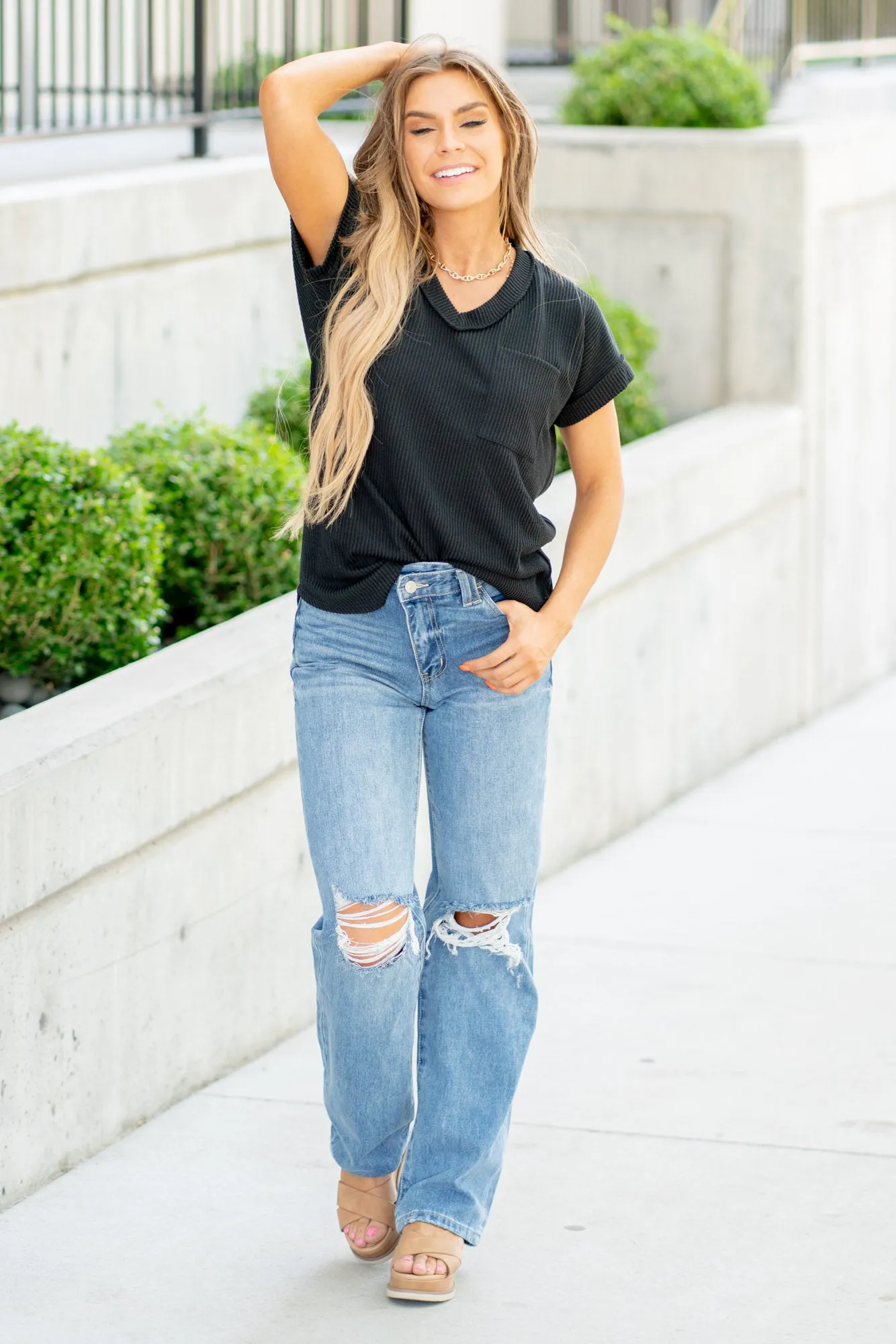 Debra High Rise 90's Criss Cross Straight Leg