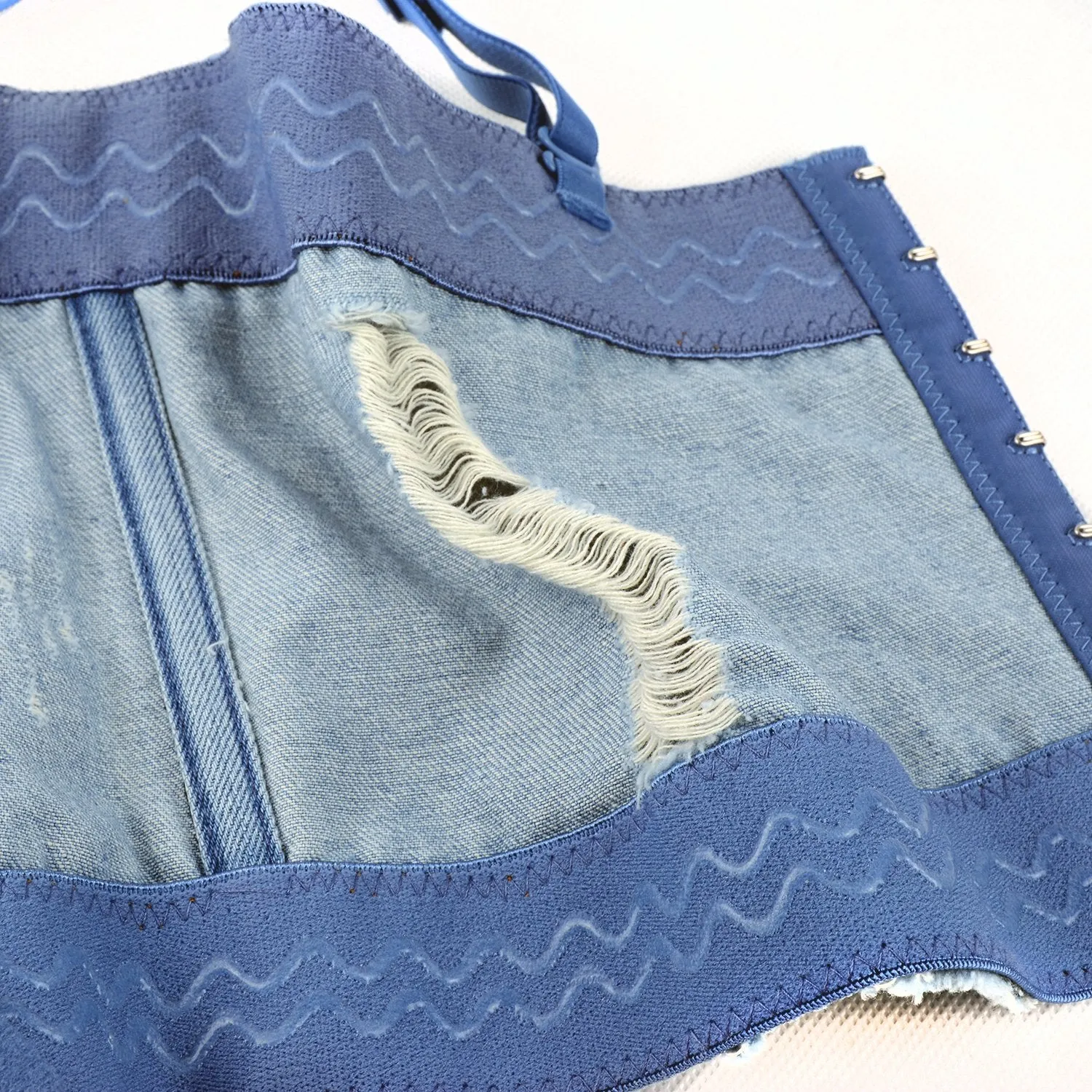 Deium Hole Cute Women's Bustier Crop Top Jean Corset Top Bra
