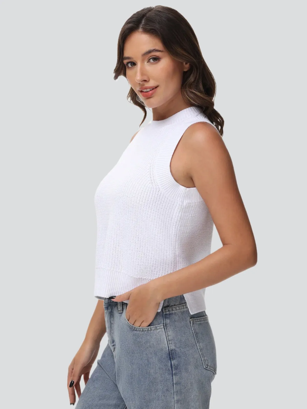 Demi: High Crewneck Cotton Tank