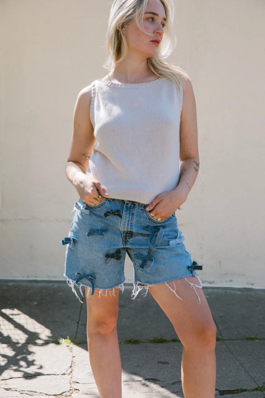 DENIM BOW SHORTS