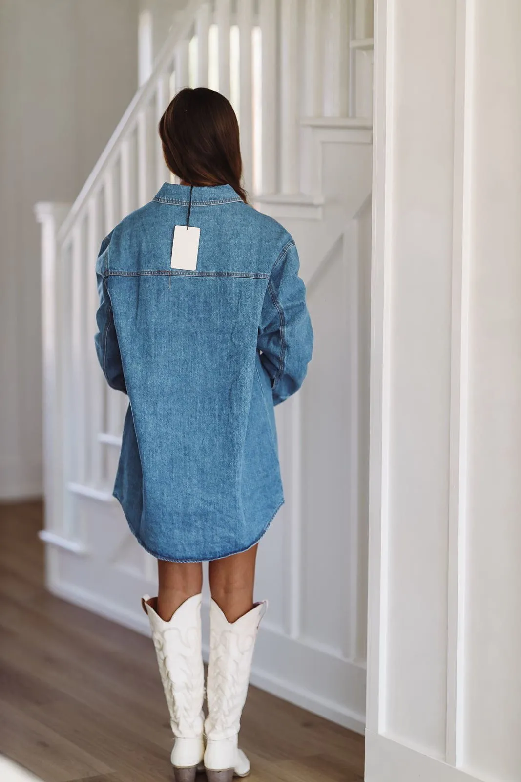 Denim Shacket Dress - Medium Wash