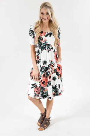Don't Be Shifty Floral Dress ~ Ivory