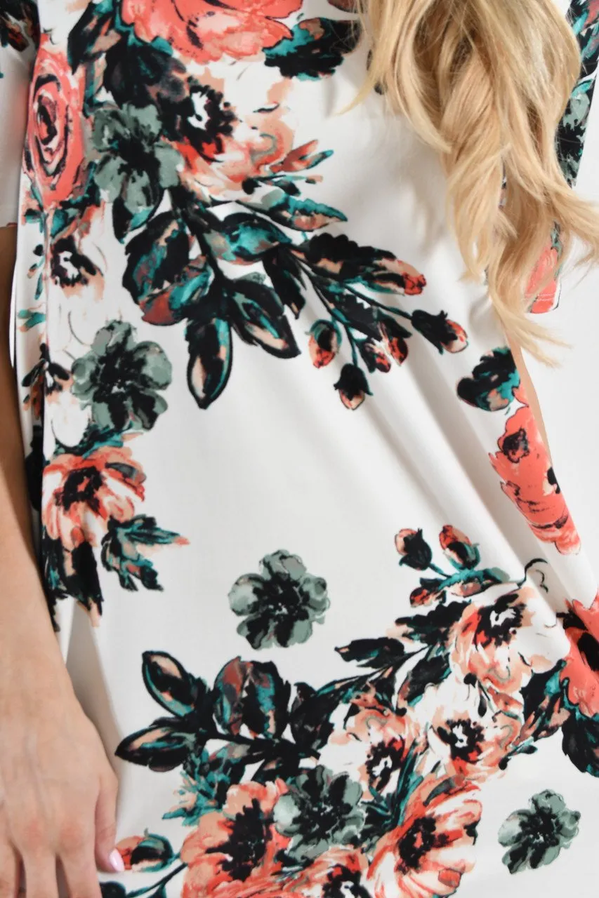 Don't Be Shifty Floral Dress ~ Ivory