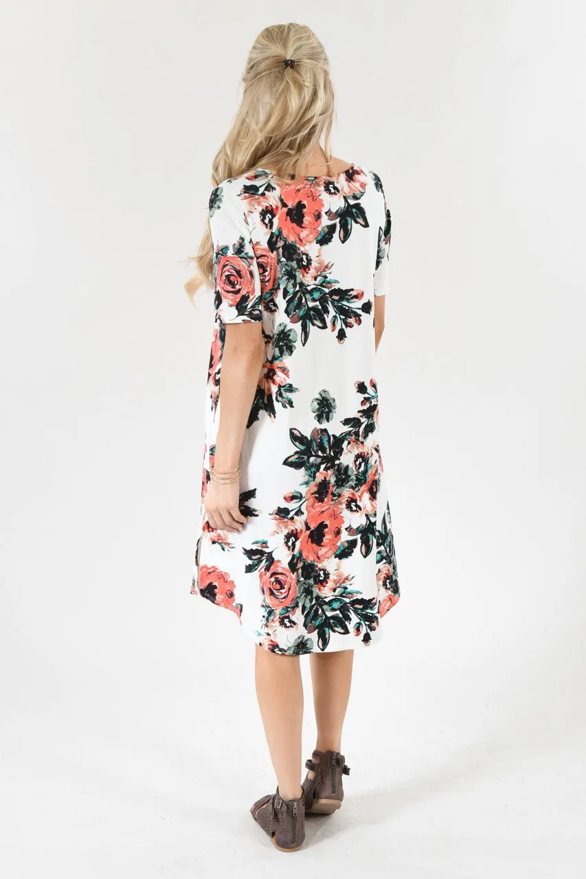 Don't Be Shifty Floral Dress ~ Ivory