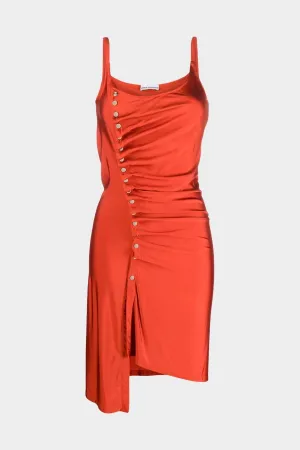 Draped-Panel Sleeveless Dress in Paprika