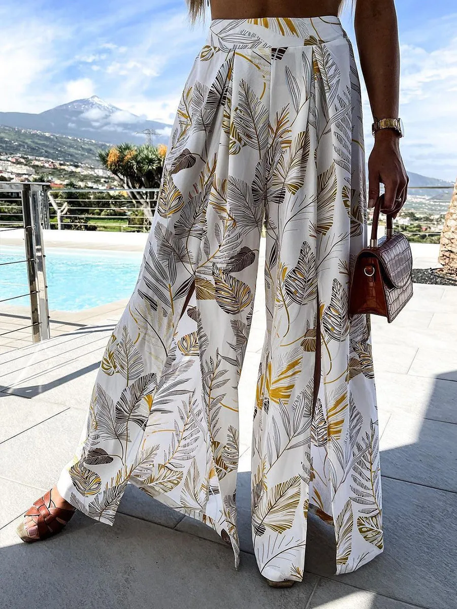 Draw Your Attention Flower Print Pants Suit