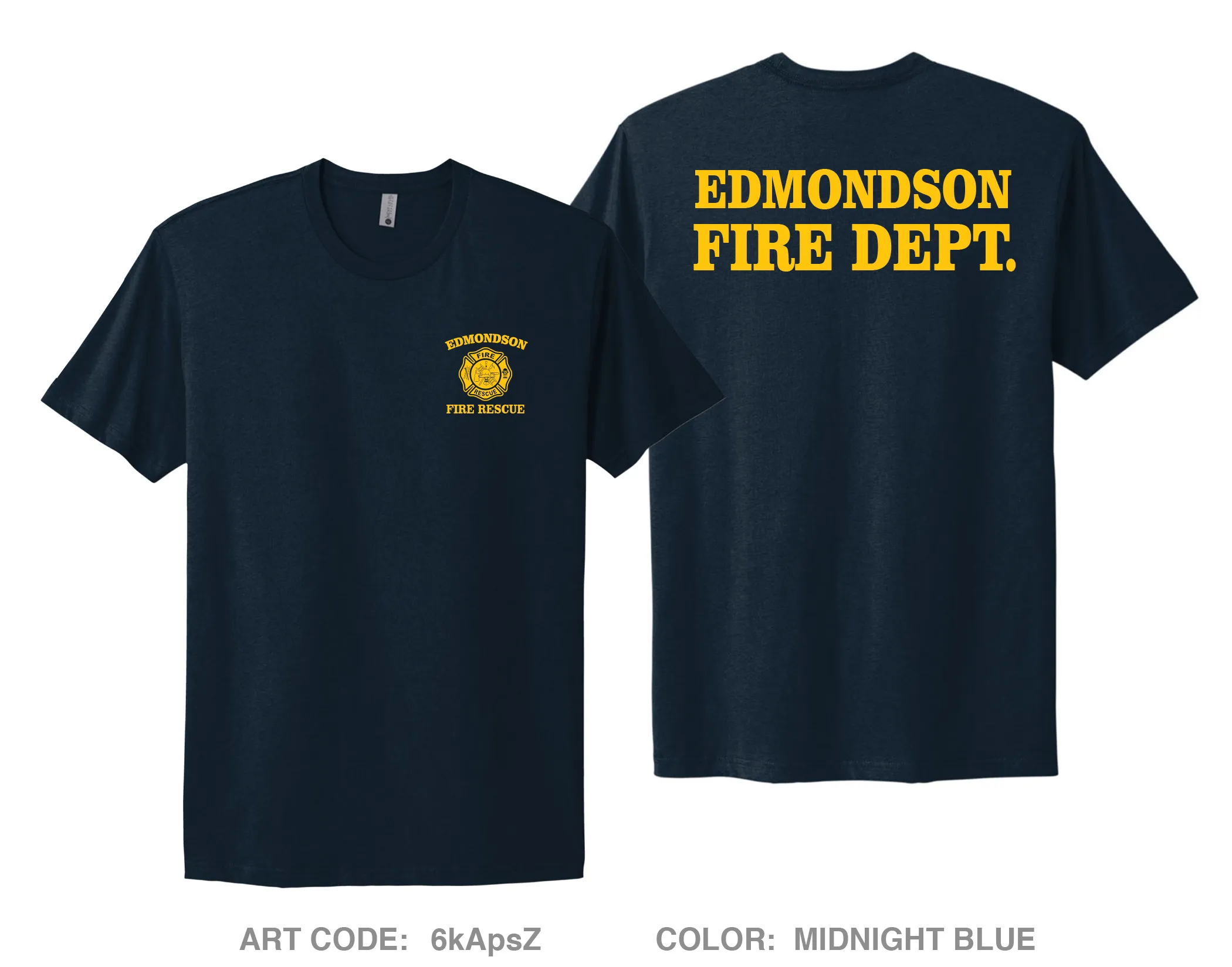 Edmondson Fire Department Fundraising Collection Comfort Unisex Cotton SS Tee - 6kApsZ