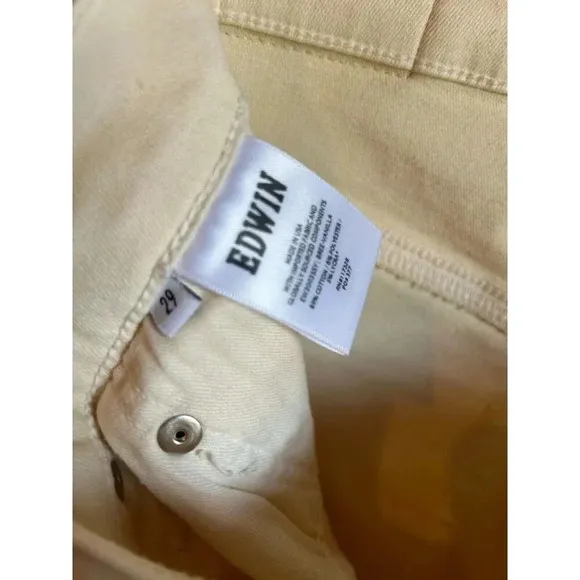Edwin Bree High Rise Straight Leg Jeans Cream White High Waist Designer Jeans 29