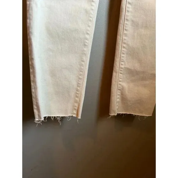 Edwin Bree High Rise Straight Leg Jeans Cream White High Waist Designer Jeans 29