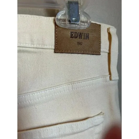 Edwin Bree High Rise Straight Leg Jeans Cream White High Waist Designer Jeans 29