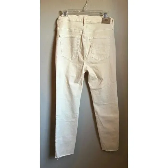 Edwin Bree High Rise Straight Leg Jeans Cream White High Waist Designer Jeans 29
