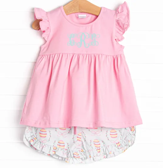 Egg-Stra Special Sunday Ruffle Short Set, Pink