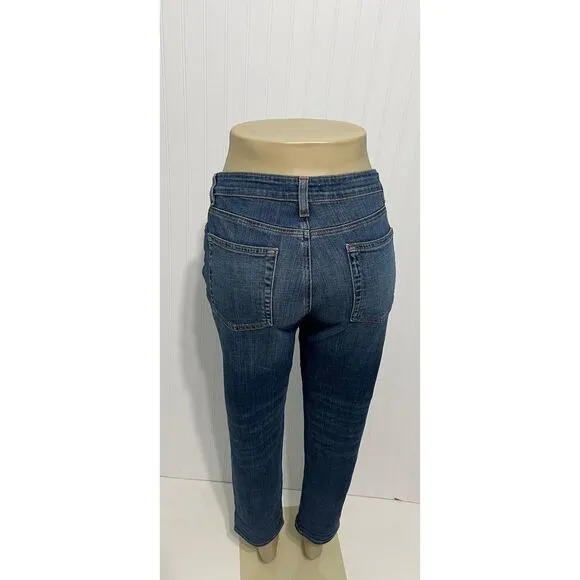 Eileen Fisher Straight Leg Jeans Organic Cotton Sustainable Dark Wash Blue 8