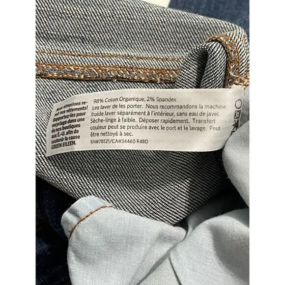 Eileen Fisher Straight Leg Jeans Organic Cotton Sustainable Dark Wash Blue 8