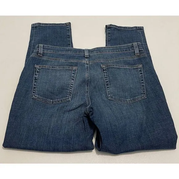 Eileen Fisher Straight Leg Jeans Organic Cotton Sustainable Dark Wash Blue 8