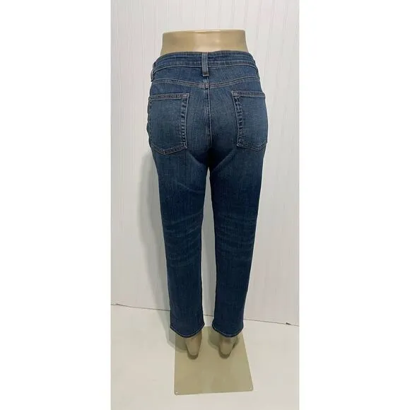 Eileen Fisher Straight Leg Jeans Organic Cotton Sustainable Dark Wash Blue 8