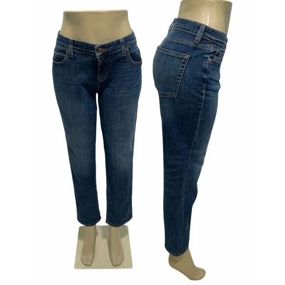 Eileen Fisher Straight Leg Jeans Organic Cotton Sustainable Dark Wash Blue 8