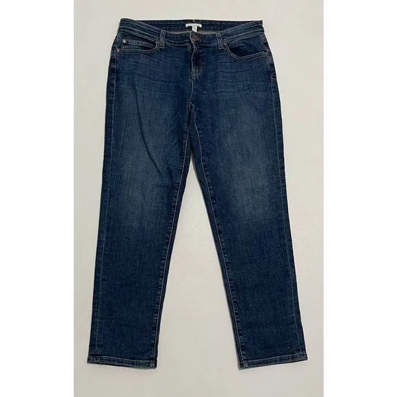 Eileen Fisher Straight Leg Jeans Organic Cotton Sustainable Dark Wash Blue 8