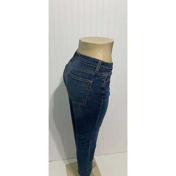 Eileen Fisher Straight Leg Jeans Organic Cotton Sustainable Dark Wash Blue 8